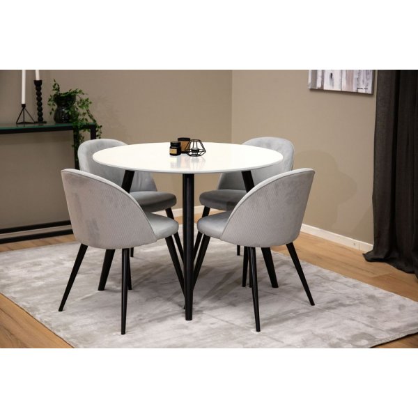 Spisestol Zeus - Svart / lysegrå Manchester Spisestol Zeus - Svart / lysegrå Manchester