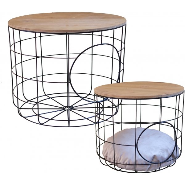 Cat sofabordsett - Furu/svart Cat sofabordsett - Furu/svart