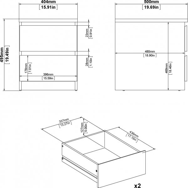 Naia nattbord 2 - Trøffel Naia nattbord 2 - Trøffel
