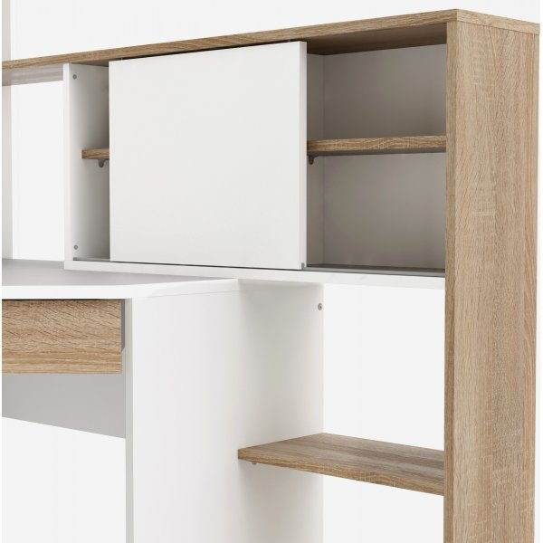 Function Plus skrivebord 138,4 x 101,6 x 141,1 cm - Hvit/eik