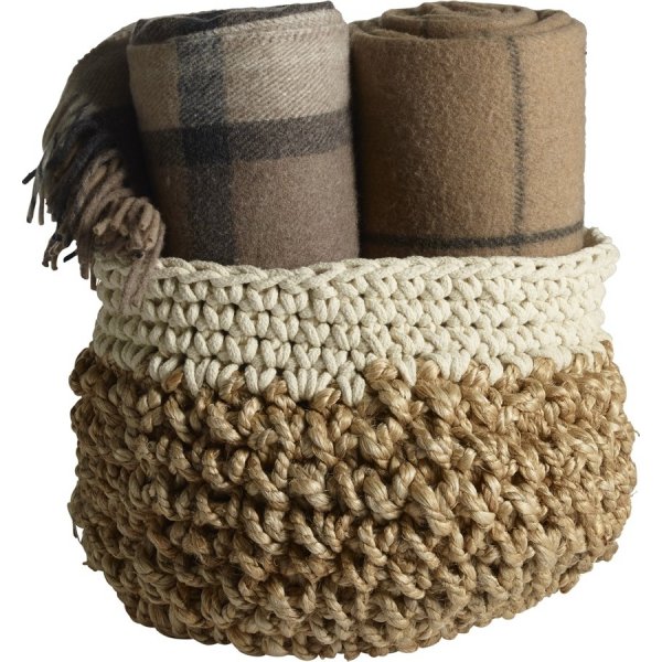 Amara kurv 25 x 25 cm - Jute/Creme