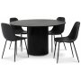 Pose spisegruppe: Bord 130 cm inkludert 4 stk skallstoler - Svart