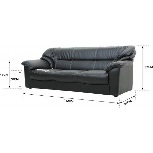 Sofa i svart PVC 3-seter - Dominic Sofa i svart PVC 3-seter - Dominic
