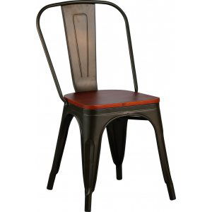 Spisestol industry - Røykfarget/lakkert tresete + Møbelføtter Spisestol industry - Røykfarget/lakkert tresete + Møbelføtter