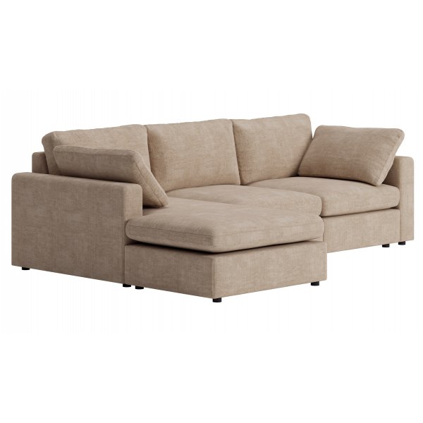 Moby mrk beige divansofa 296 cm - Vendbar divansofa med pocketfjrer