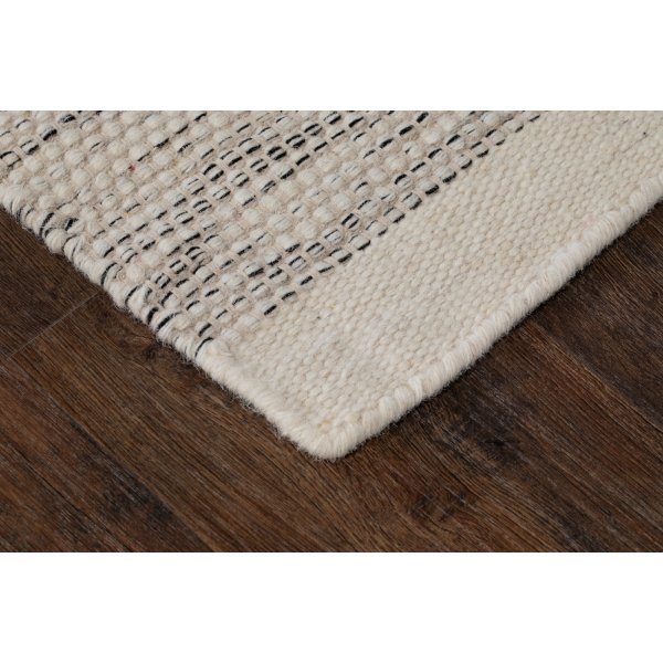 Tuftet håndvevd ullteppe Hvit/Sort Tuftet håndvevd ullteppe Hvit/Sort