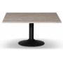 Paus salongbord - Sort trompetfot / Lett travertin 90x90 cm