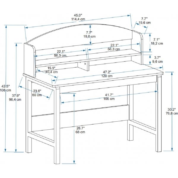 Sais skrivebord 114,4 x 60 cm - Safir eik/hvit Sais skrivebord 114,4 x 60 cm - Safir eik/hvit