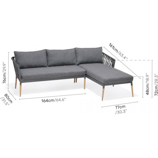 Livsstil Hage utegruppe Ipanema divan sofa med bord - Grå Olefin Livsstil Hage utegruppe Ipanema divan sofa med bord - Grå Olefin