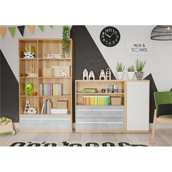 Plano bokhylle - Nash eik/gr