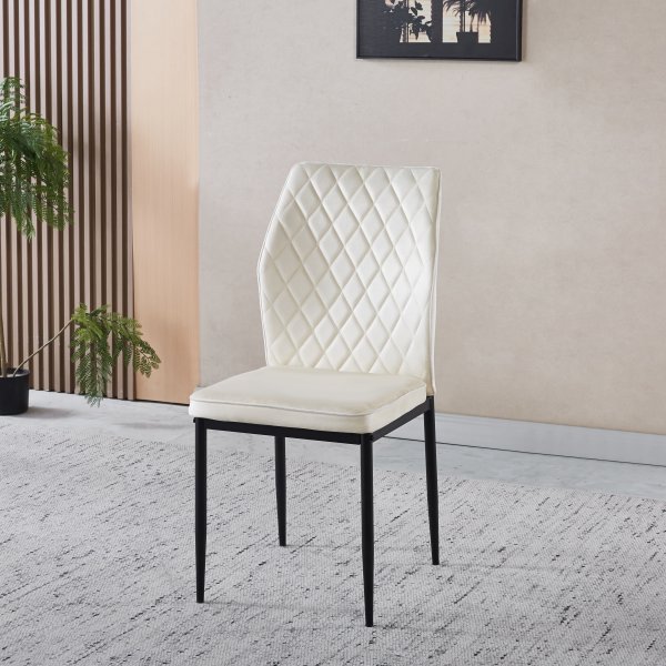 Inez spisestol i beige flyel med svarte ben