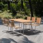 Mllan utegruppe i teak: 6 stoler med spisebord 176x90 cm