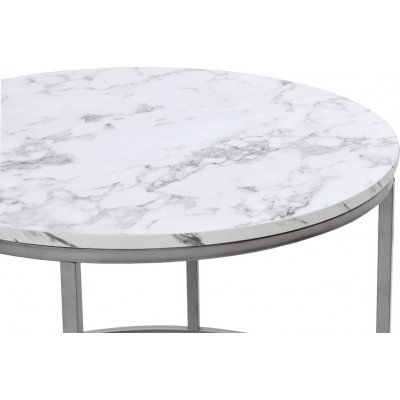 Ruffo salongbord 38/60 cm - Hvit marmor/slvgr