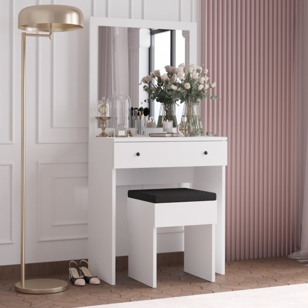 Felix toalettbord med krakk 65 x 35 cm - Hvit Felix toalettbord med krakk 65 x 35 cm - Hvit