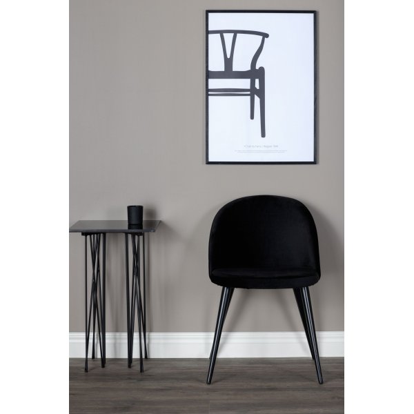 Alice stol - Svart fløyel / Svarte ben Alice stol - Svart fløyel / Svarte ben