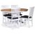 Fitchburg spisegruppe; rundt spisebord 106 /141 cm - Hvit / oljet eik med 4 stk Fr stoler med sete i grtt stoff
