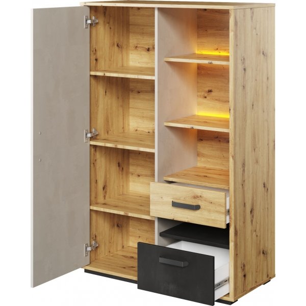 Qubic skap 90 cm - Artisan eik/grå/svart Qubic skap 90 cm - Artisan eik/grå/svart