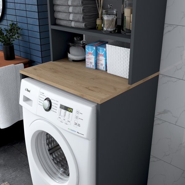 Langt vaskemaskinskap 1 - Valnøtt/antrasitt Langt vaskemaskinskap 1 - Valnøtt/antrasitt