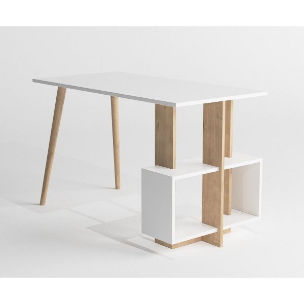 Lagomood skrivebord - Eik/hvit