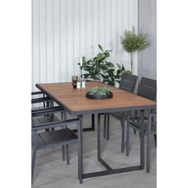 Khung utendørs spisegruppe med 6 Levels stoler - Svart/Naturlig Khung utendørs spisegruppe med 6 Levels stoler - Svart/Naturlig