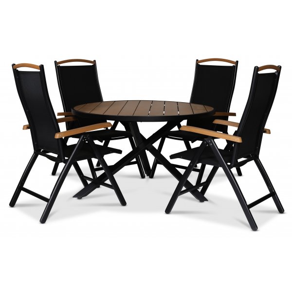 Ekenäs stillingsstol - Svart aluminium / Polywood + Møbelrengjøring Ekenäs stillingsstol - Svart aluminium / Polywood + Møbelrengjøring