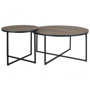 Sidebord svart / valnøtt Ø80/50 cm - Marokko Sidebord svart / valnøtt Ø80/50 cm - Marokko