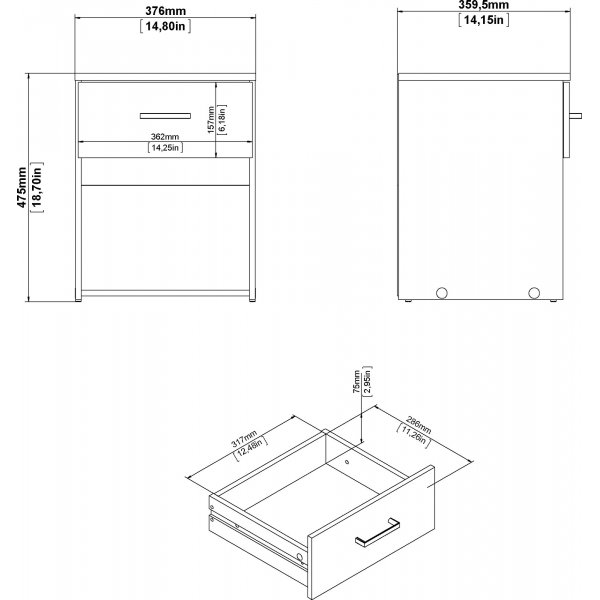 Space nattbord - Eik