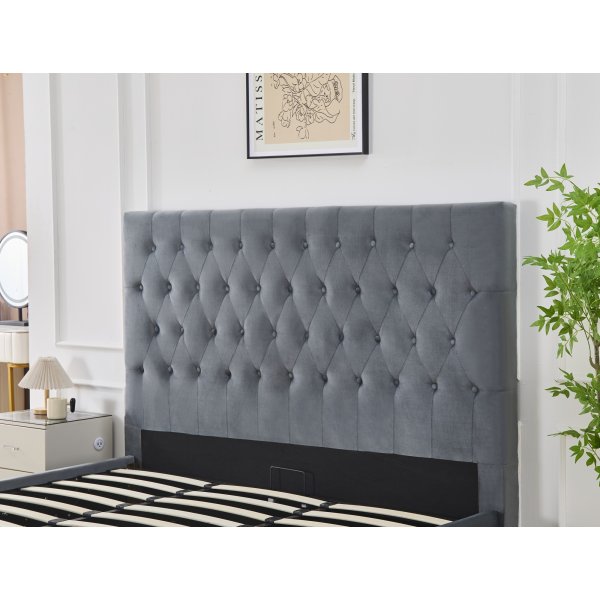 Nemis sengeramme med sengegavl og oppbevaring 180 x 200 cm - Gr�