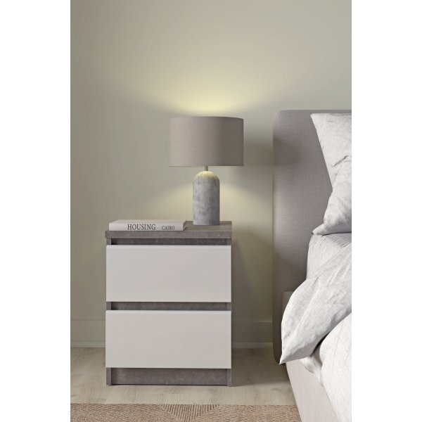 Naia nattbord 2 - Betong/hvit Naia nattbord 2 - Betong/hvit