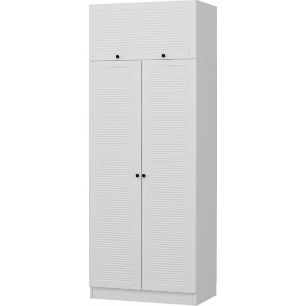 Larett garderobe med overskap, 90 cm - Hvit Larett garderobe med overskap, 90 cm - Hvit