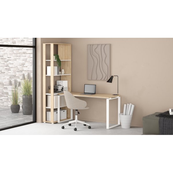 Skilt skrivebord 150 cm - Hvit/hickory Skilt skrivebord 150 cm - Hvit/hickory