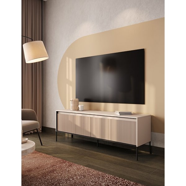 Trend media benk B167 cm - Beige/svart