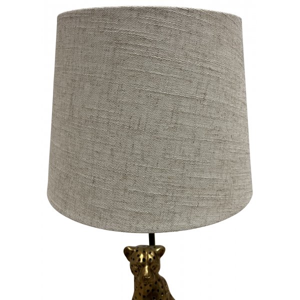 Grov lin lampeskjerm rund - Beige