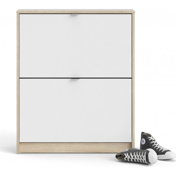 Sko dypt skoskap med 2 rom - Eik/hvit