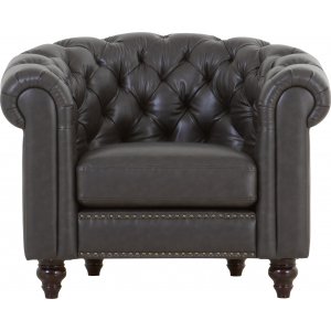 Chesterfield Royal lenestol - Black Chocolate (PU skinn) + Tekstilrens for mbler