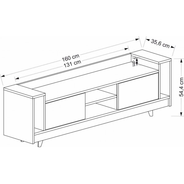 Tyler mediebenk - Antrasitt/eik