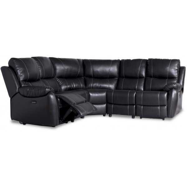 Enjoy Chicago recliner- hjrnesofa - 4-seter (el) i svart kunstlr- Utgende modell