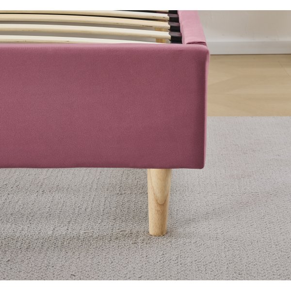 Saga sengeramme med sengegavl 160 x 200 cm - Rosa flyel
