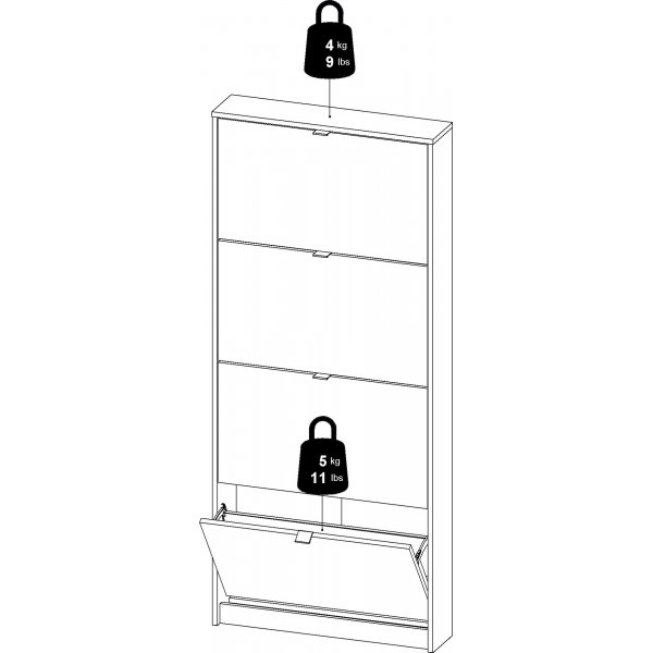Sko skoskap med 4 rom - Sort Sko skoskap med 4 rom - Sort