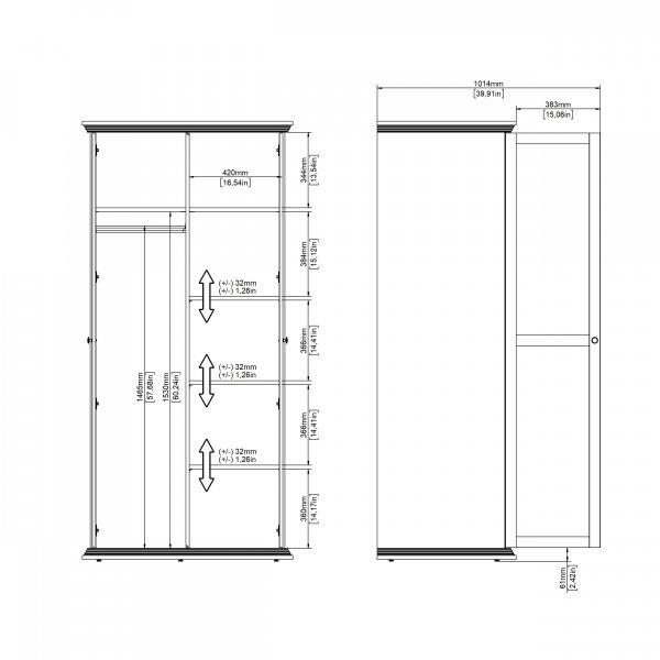 Nordgarderobe med 2 d�rer - 200 cm h�y