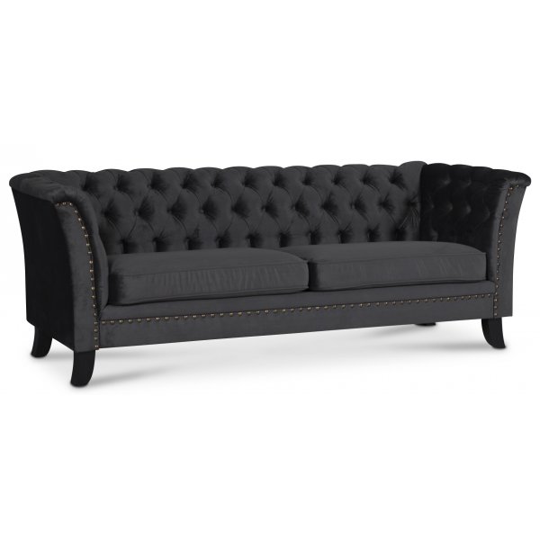 Chesterfield Liverpool 3-seter sofa - Antrasittgr� fl�yel