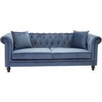 Chesterfield 3-seters sofa Churchill - Blå Fløyel