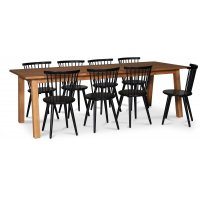Saltsjö spisegruppe, 240 cm, inkludert 8 stk. svarte Castor pinnestoler - oljet eikefiner Saltsjö spisegruppe, 240 cm, inkludert 8 stk. svarte Castor pinnestoler - oljet eikefiner