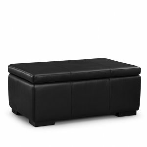Fotskammel med oppbevaring 90x60 cm - Svart anilinskinn Fotskammel med oppbevaring 90x60 cm - Svart anilinskinn