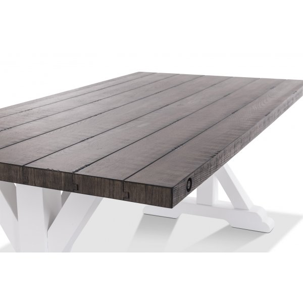 Provence spisebord 230 cm - Hvit / Brun