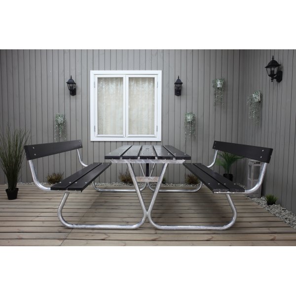 Stabilt benksett med ryggstøtte - Sort Stabilt benksett med ryggstøtte - Sort