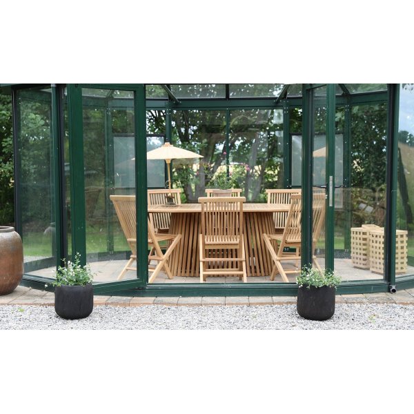 Salt spisegruppe for uteplassen ovalt spisebord 200 cm med 6 stk. spisestoler - Teak