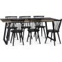 Edge 3.0 spisegruppe 190x90 cm inkludert 6 stk. svarte Castor pinnestoler - svart hytrykkslaminat (HPL)