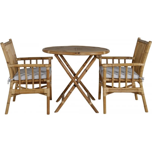 Cane uteservering gruppe med 2 Cane stoler - Natur/Sandbeige Cane uteservering gruppe med 2 Cane stoler - Natur/Sandbeige