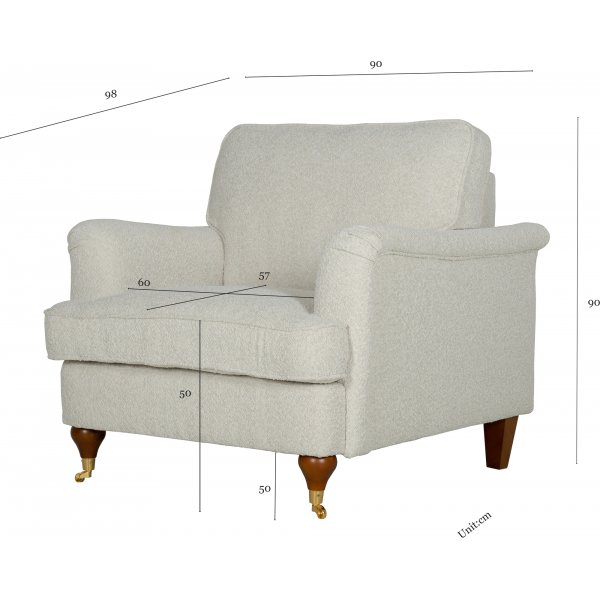 Howard lenestol i bouclé - Watford Deluxe + Møbelføtter Howard lenestol i bouclé - Watford Deluxe + Møbelføtter